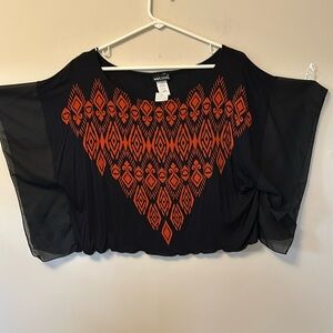 Wet Seal batwing rayon/spandex orange/black pull on teeshirt size small new-tags
